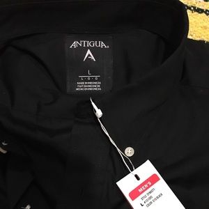 Antgua dress shirt black large nwt